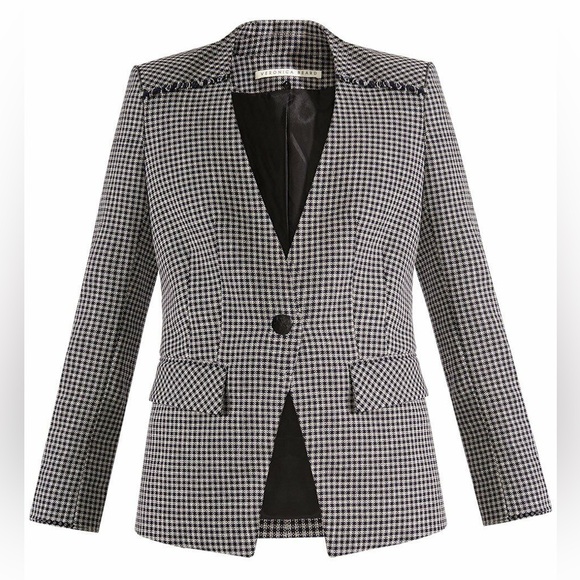 Veronica Beard callum Dickey blazer navy and white checked blazer jacket - Picture 2 of 5